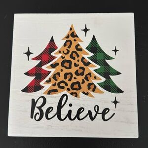 Believe Holiday Tree Block Decor